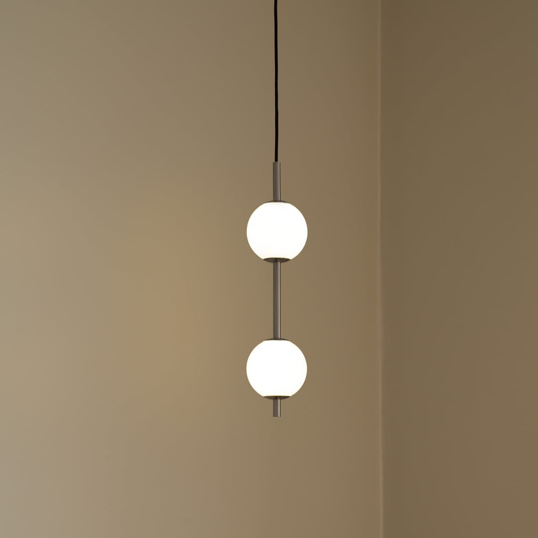 Audrey LED-Hängeleuchte, stahlfarben, 2-flg., Ø 12 cm - UMAGE - Wohnzimmer - Design - Metall - Mehrflammig