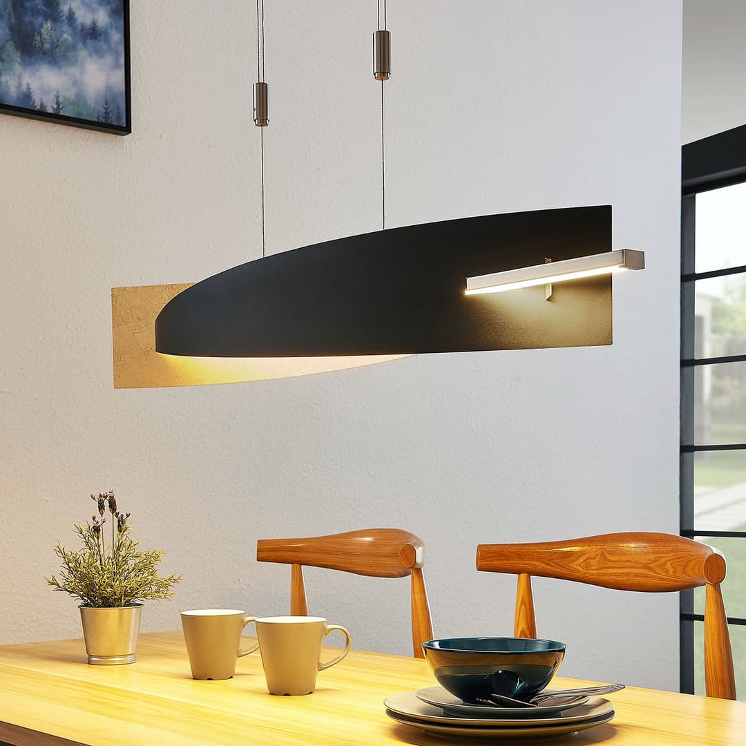 Marija Pendelleuchte L100 Black/Gold - Lucande - Wohnzimmer - Modern - Metall - Einflammig