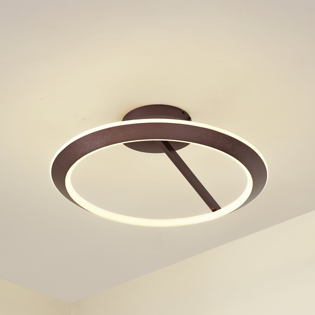 Eldra LED-Deckenleuchte Ø 55 cm CCT braun - Lucande - Wohnzimmer - Modern - Metall - Einflammig