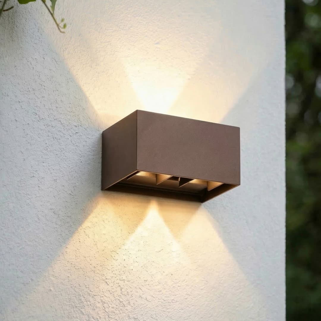 Nivar LED-Außenwandlampe, rost, 4-flg., 20cm, IP54 - Lindby - Terrasse - Modern - Aluminium - Eckig