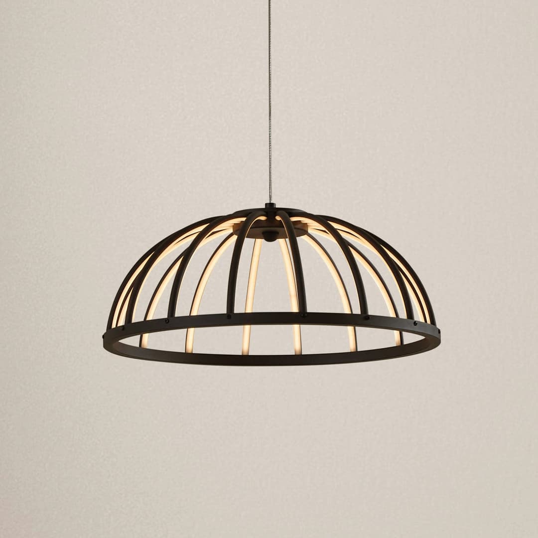 Attea LED Pendelleuchte Schwarz - Lucande - Wohnzimmer - Modern - Metall - Einflammig