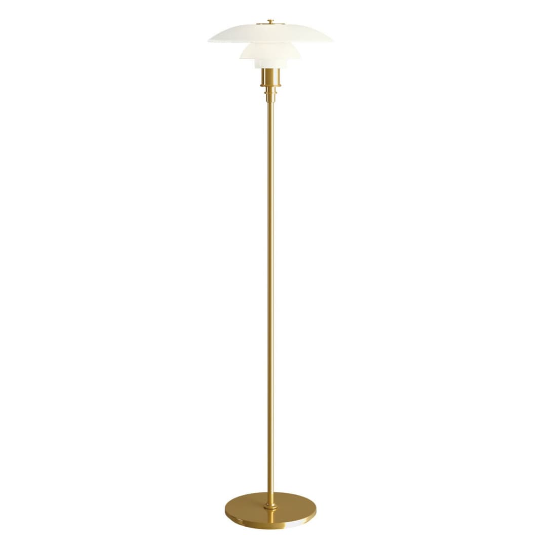 PH 3½-2½ Stehleuchtelampe Messing - Louis Poulsen PH 3 1/2-2 1/2 - Wohnzimmer - Design - Glas - Mit Schirm
