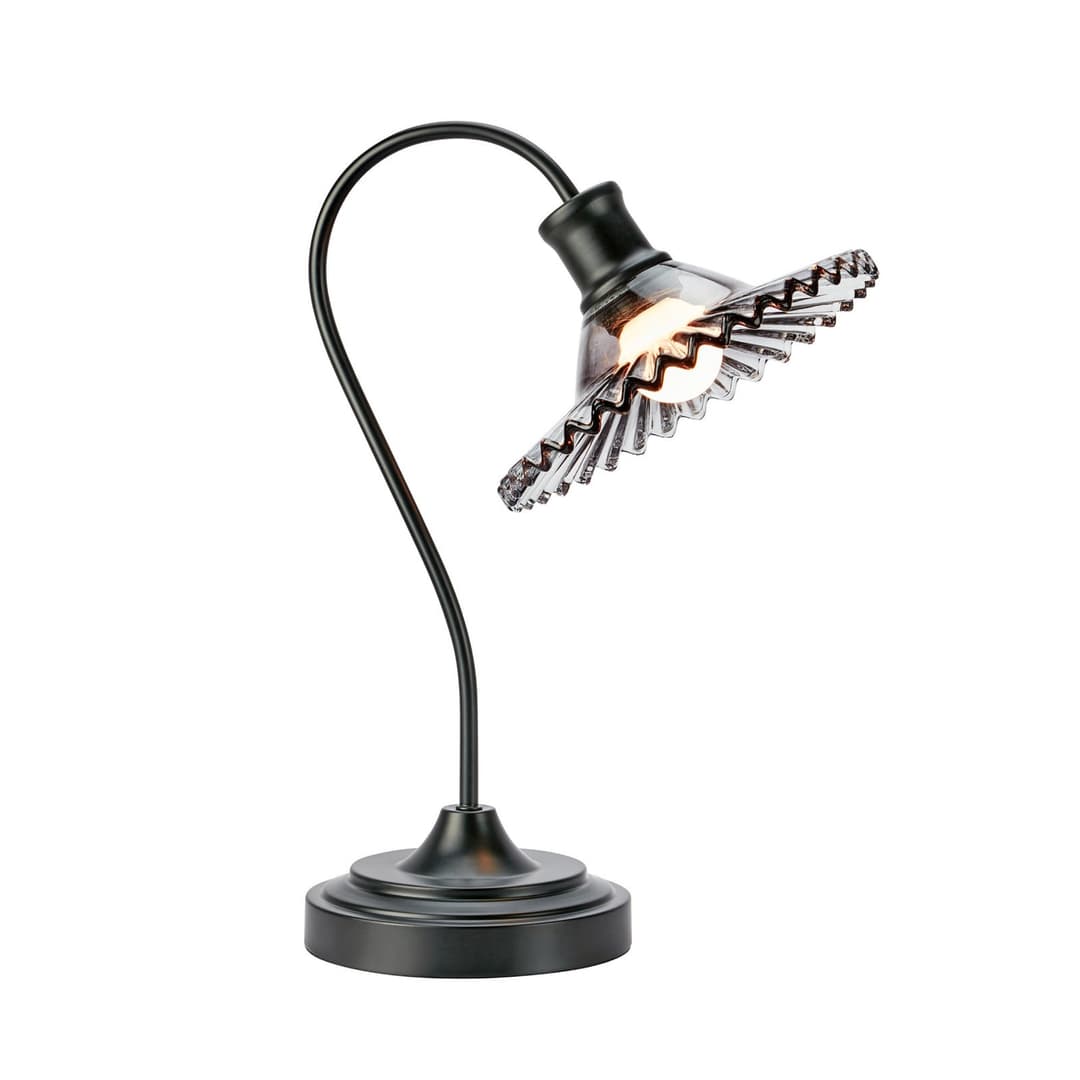 Nova Tischleuchte, schwarz, Rauchglas, Höhe 41,5 cm, E27 - Markslöjd - Wohnzimmer - Metall - Einflammig