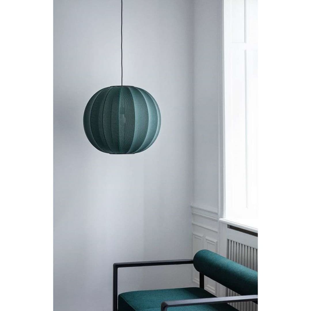 Knit-Wit 60 Round Pendelleuchte Tweed Green - Made By Hand - Schlafzimmer - Aluminium