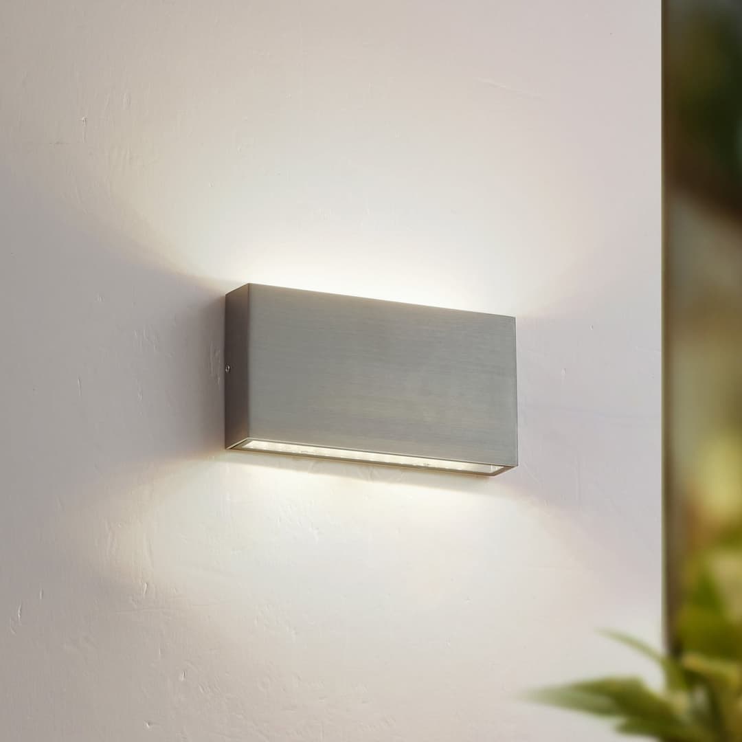 Jarte LED-Außenwandleuchte 17 cm silber Metall IP54 - Lindby - Terrasse - Modern - Aluminium - Eckig