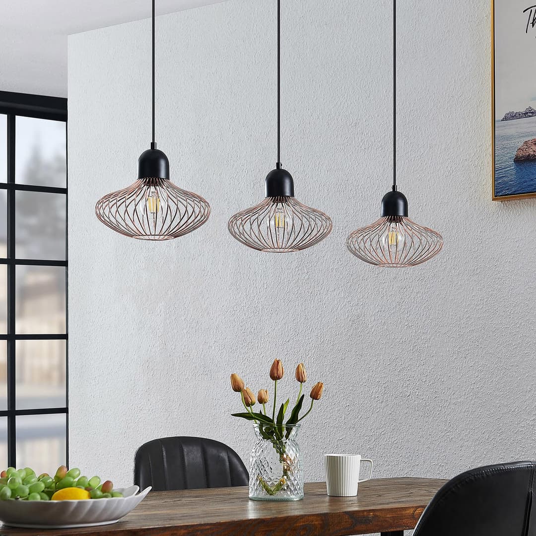 Justinos 3 Pendelleuchte Black/Copper - Lindby - Wohnzimmer - Metall - Mehrflammig
