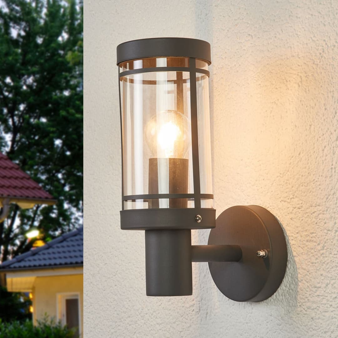 Djori Außenwandleuchte Dark Grey - Lindby - Balkon - Modern - Edelstahl - Einflammig