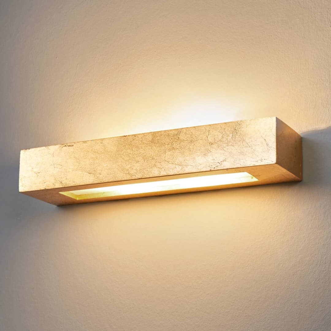 Emina Wandleuchte Gold - Lindby - Wohnzimmer - Modern - Gips / Ton - Eckig