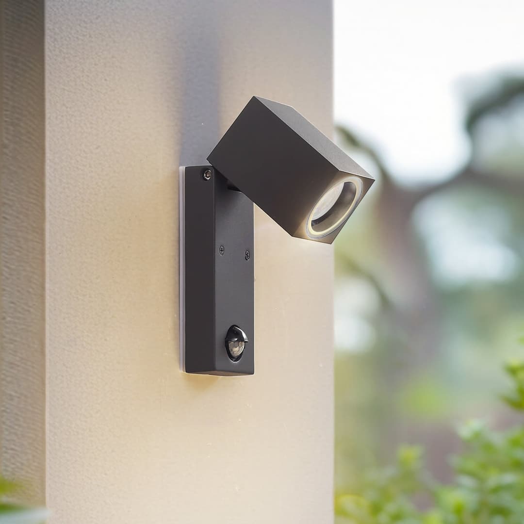 Othil Wandleuchte, Sensor, anthrazit, Metall, IP44 - Lindby - Balkon - Modern - Aluminium - Eckig