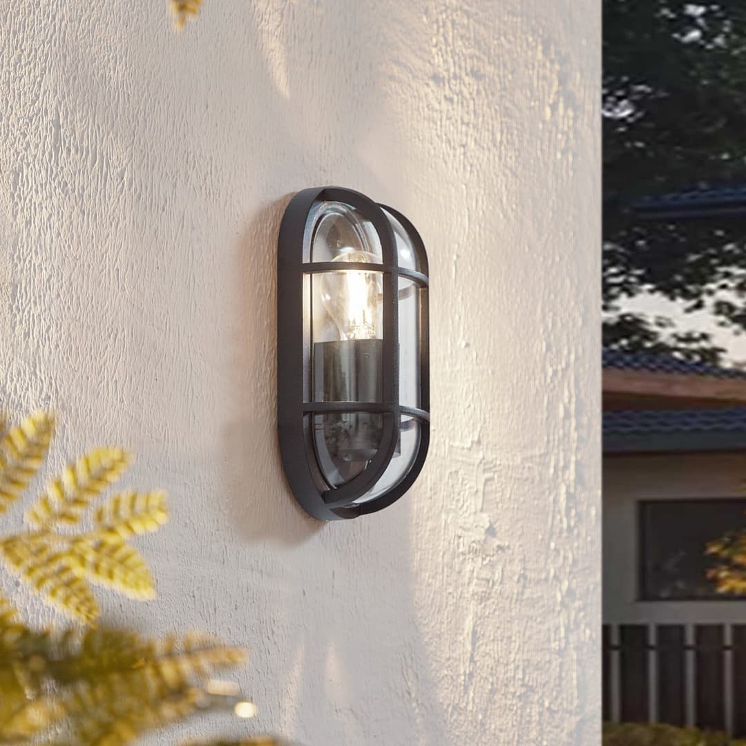 Serine Außenwandleuchte H27,1 Schwarz - Lucande - Balkon - Aluminium - Bündig
