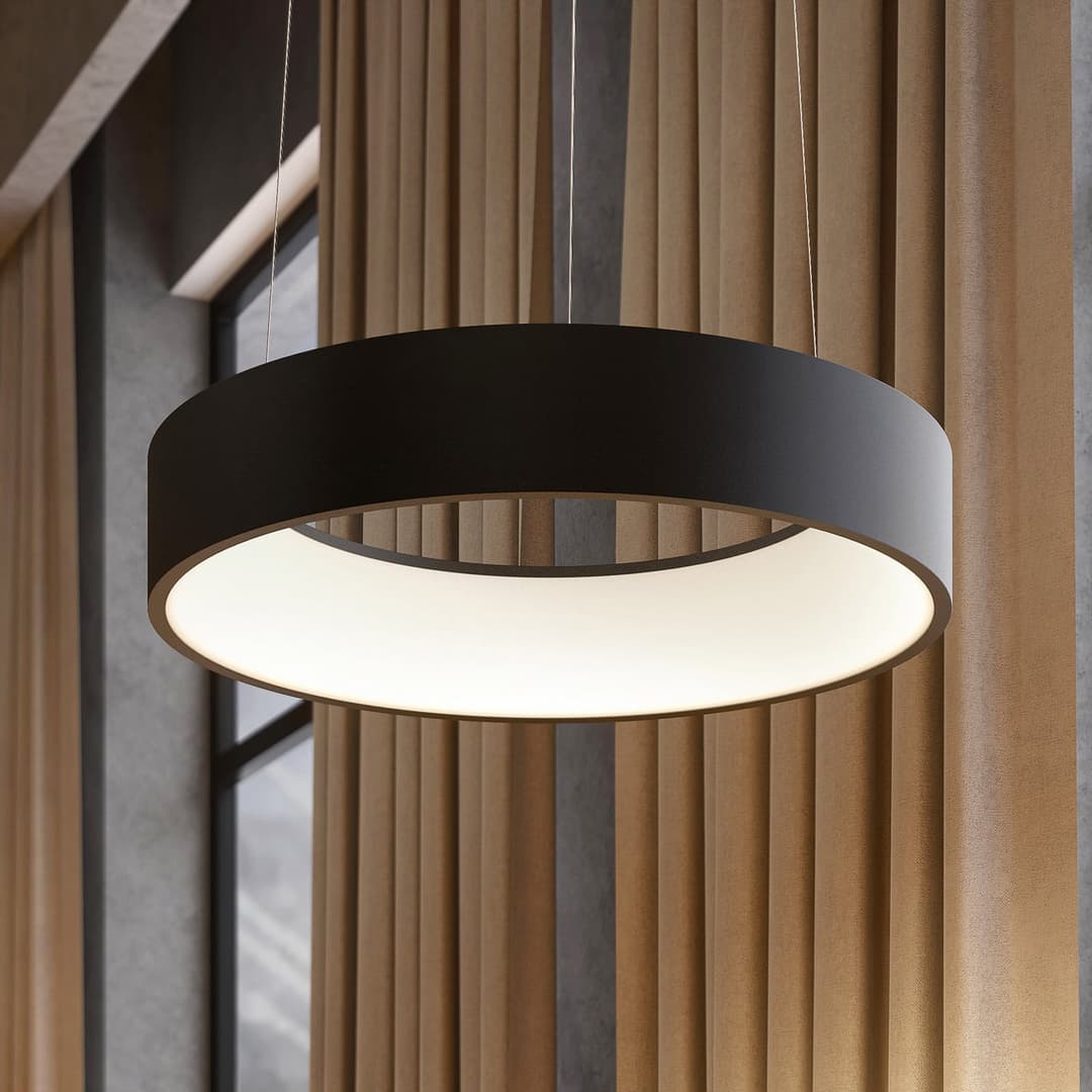 Aleksi LED-Hängelampe, Ø45 cm, schwarz, Metall, CCT - Arccio Arcchio - Küche - Modern - Einflammig