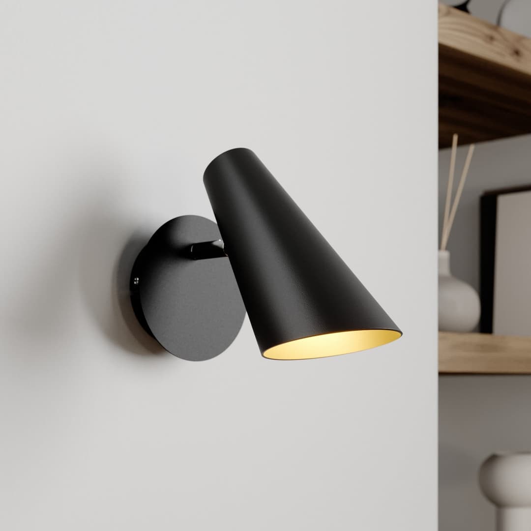 Wibke Wandleuchte Black - Lucande - Wohnzimmer - Skandinavisch - Metall - Einflammig