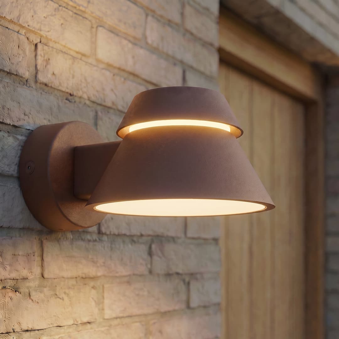 Moena LED-Außenwandleuchte, IP44, Aluminium, Glas, braun - Lucande - Modern - Einflammig