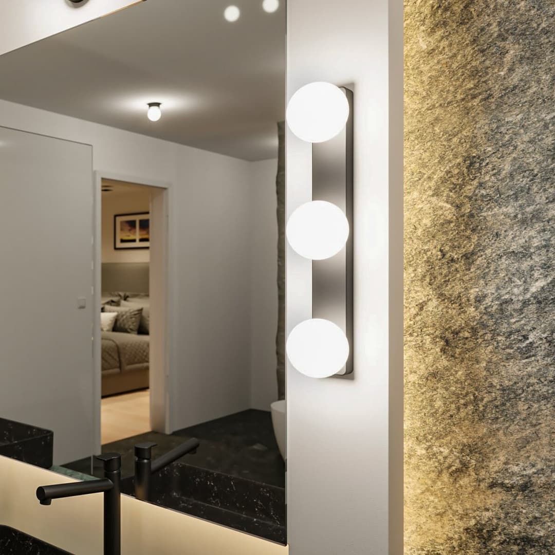 Gove Wandleuchte IP44 Dim. Matt Schwarz/Satin - Paulmann - Wohnzimmer - Modern - Glas - Kugel
