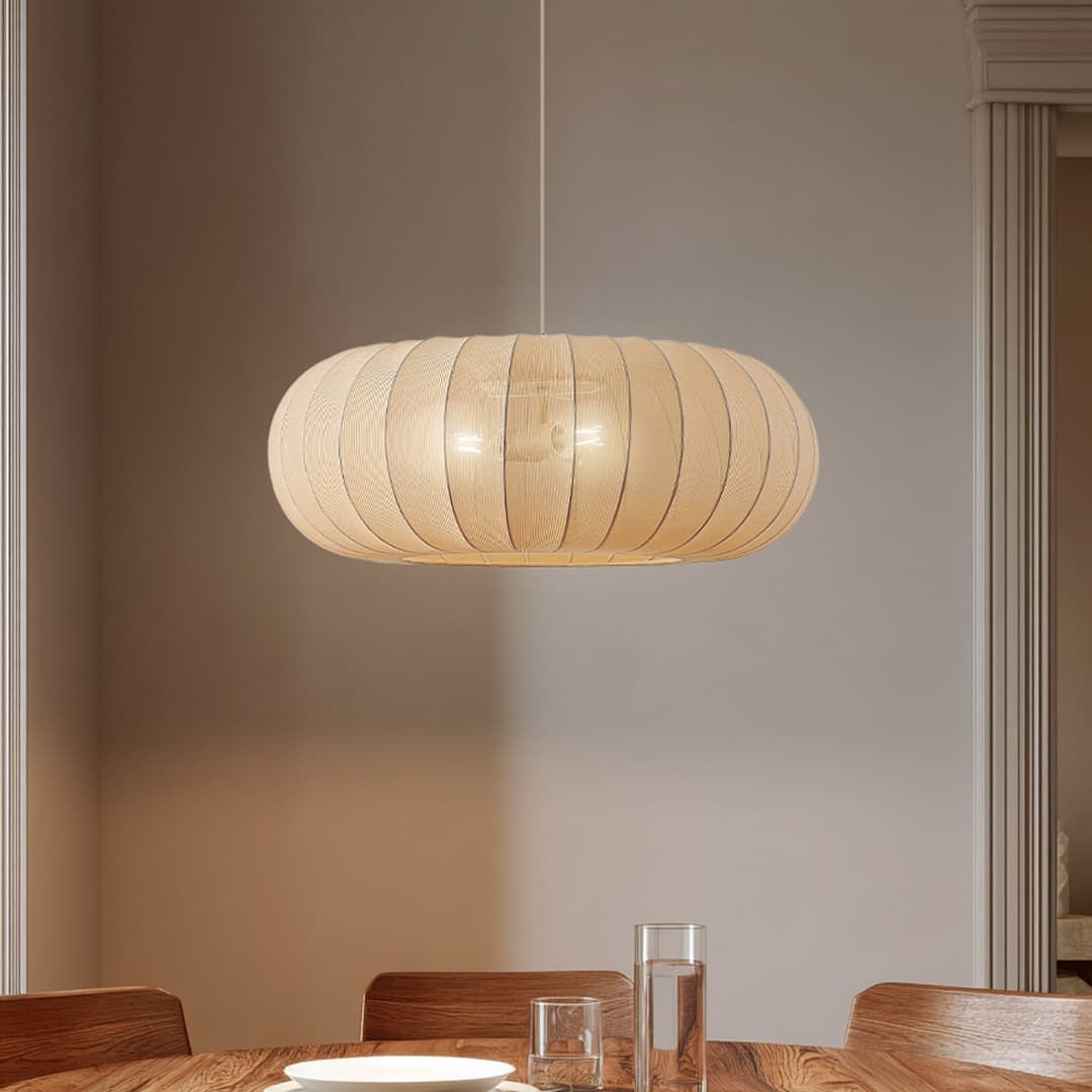 Helin Hängeleuchte, Ø 70 cm, Textil, beige, 3 x E27 - Lindby - Wohnzimmer - Skandinavisch - Stoff / Textil - Einflammig