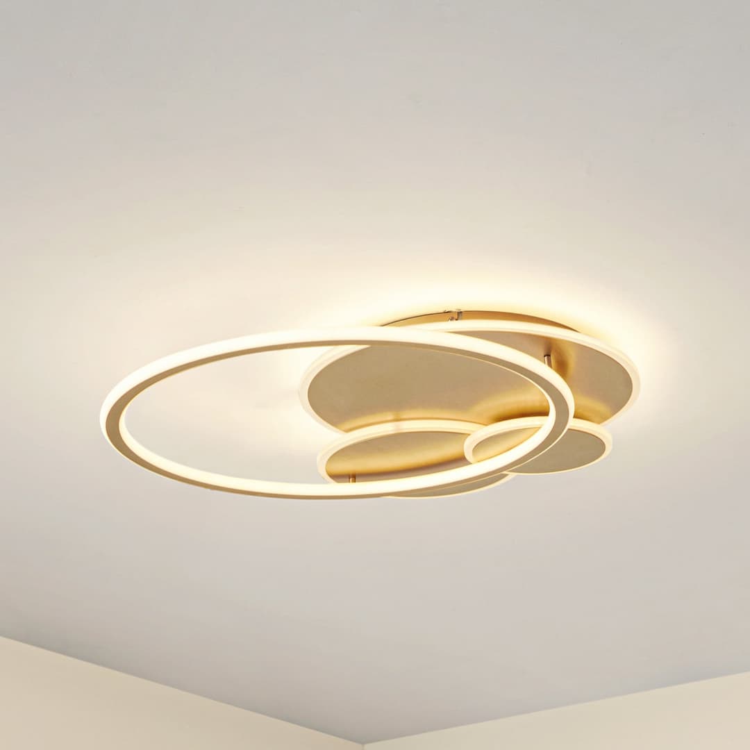 Circulo LED-Deckenleuchte Ø 60 cm gold dimmbar - Lucande - Wohnzimmer - Modern - Metall - Rund