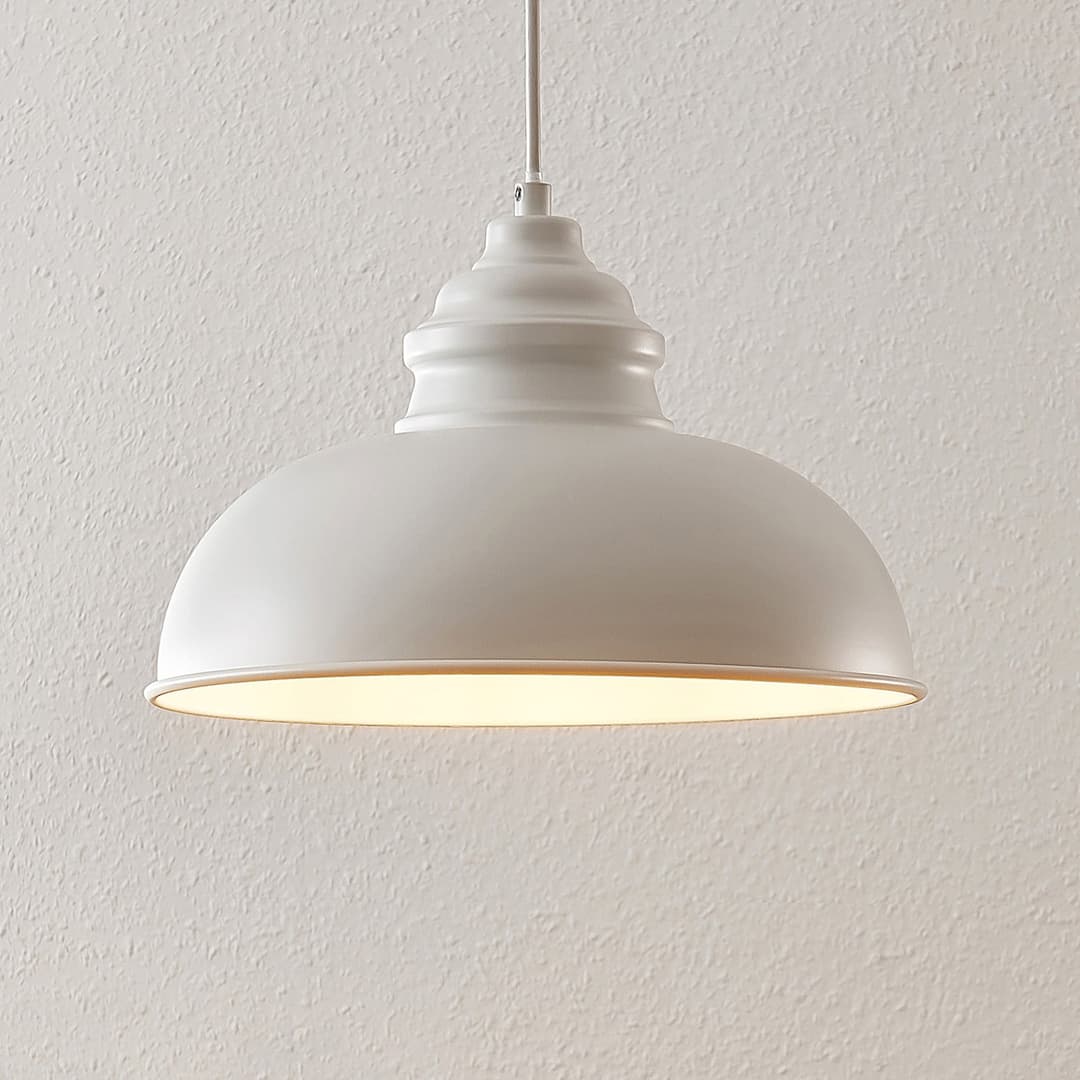 Cliona Pendelleuchte Matt White - Lindby - Wohnzimmer - Vintage - Metall - Einflammig