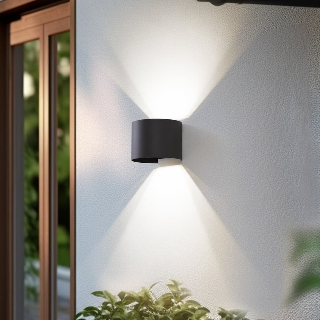 Dara Round LED Smart Außenwandleuchte Grau - Lindby - Balkon - Modern - Aluminium - Bündig