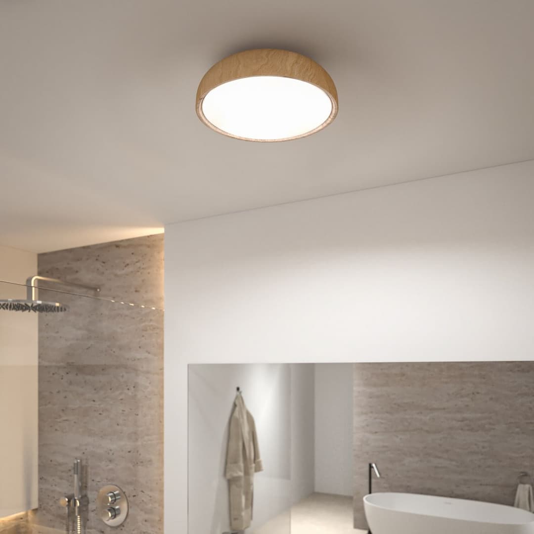 Oka LED Deckenleuchte IP44 Weiß/Holz - Paulmann - Badezimmer - Modern - Kunststoff - Rund