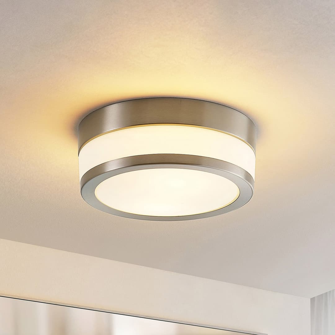 Flavi Deckenleuchte Opal/Nickel - Lindby - Badezimmer - Modern - Metall - Rund