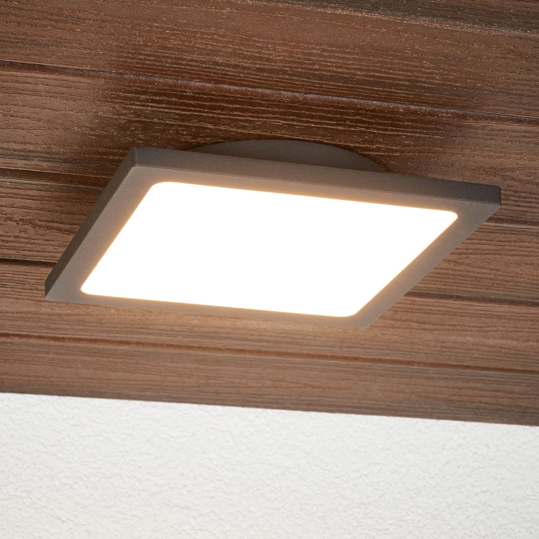 Mabella LED-Außendeckenlampe, 23 cm, Sensor, IP65 - Lucande - Balkon - Modern - Aluminium - Eckig