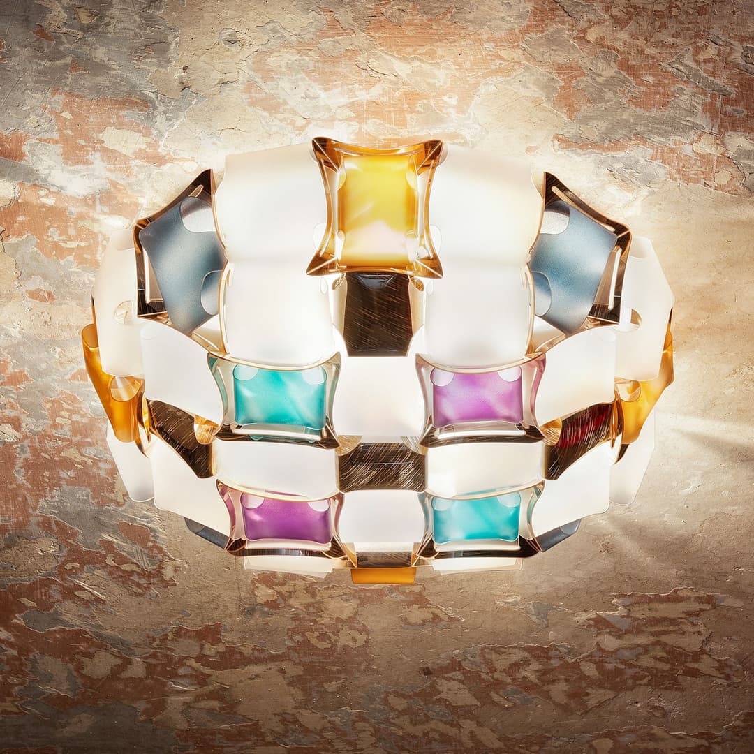 Mida Deckenleuchte, Ø 67 cm, bunt/weiß - Slamp - Wohnzimmer - Design - Kunststoff - Rund