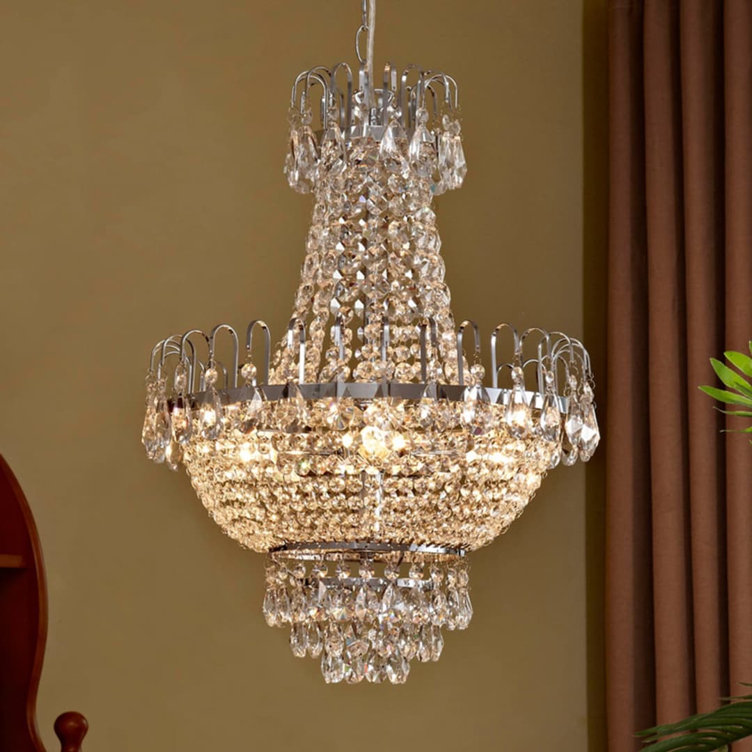 Casparia Kronleuchter Clear/Chrome - Lindby - Wohnzimmer - Antik - Kristall - Einflammig