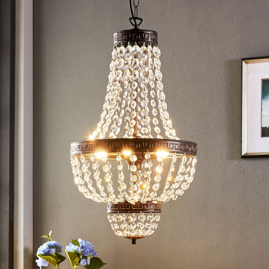 Jorve Kronleuchter Crystal/Antique - Lindby - Wohnzimmer - Antik - Kristall - Einflammig