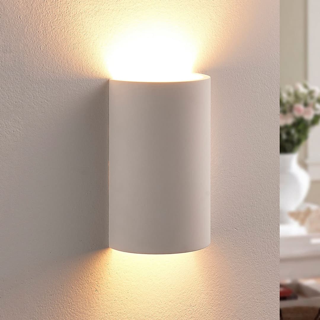 Colja Round Wandleuchte White - Lindby - Wohnzimmer - Modern - Gips / Ton - Eckig