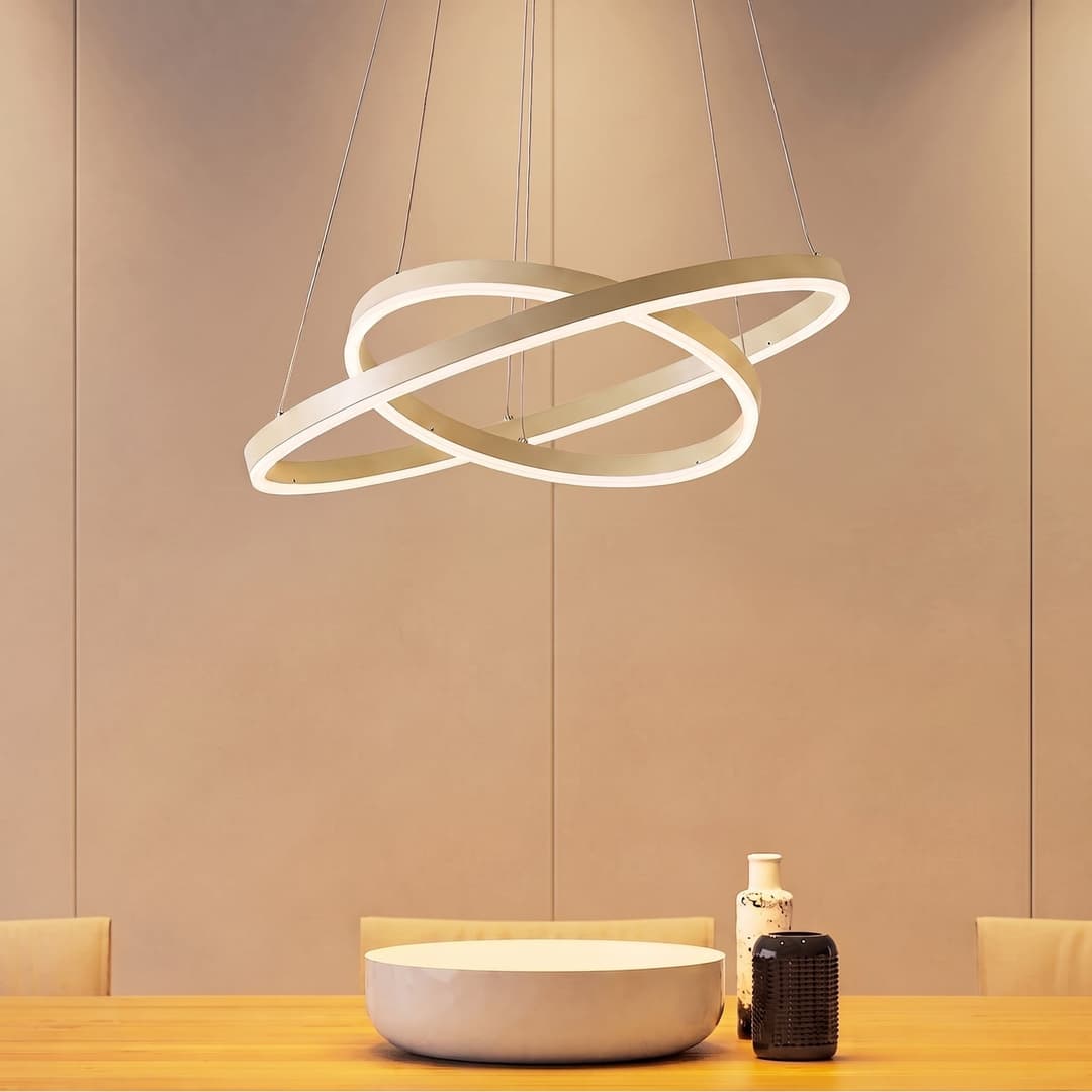 Albiona LED-Hängeleuchte, beige, 2 Ringe, Ø 60 cm - Arcchio - Wohnzimmer - Modern - Metall - Mehrflammig