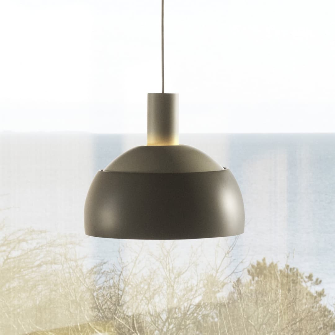FJ Elements Hängeleuchte grau Ø 25 cm E27 - Louis Poulsen - Wohnzimmer - Modern - Aluminium - Mit Schirm
