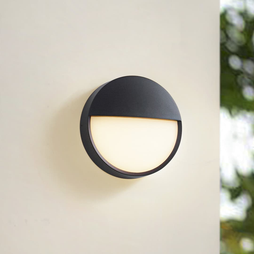 Gravo LED-Außenwandlampe, schwarz, Ø 25 cm, IP65 - Arcchio - Balkon - Modern - Metall - Rund