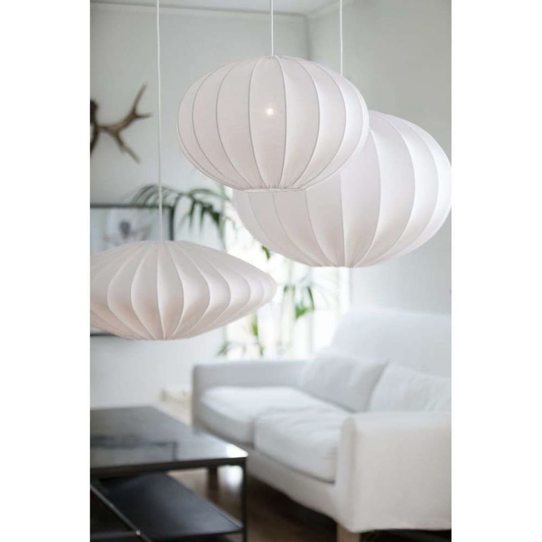 Ellipse 65 Schirm White - Watt & Veke - Wohnzimmer - Skandinavisch - Stoff / Textil - Einflammig