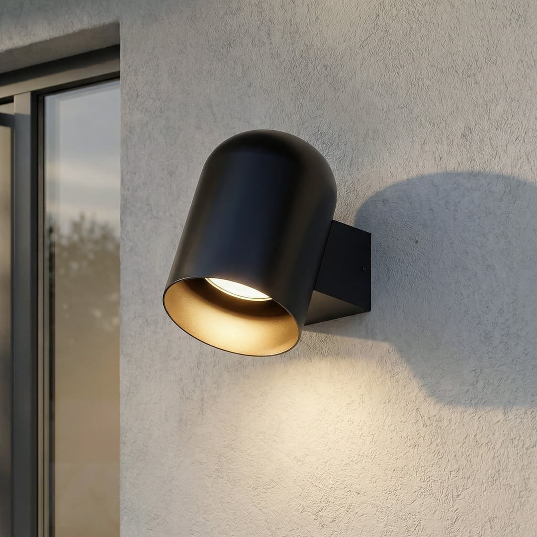 Lupil Außenwandleuchte, GU10, schwarz, IP44, Metall - Lindby - Balkon - Modern - Aluminium - Einflammig