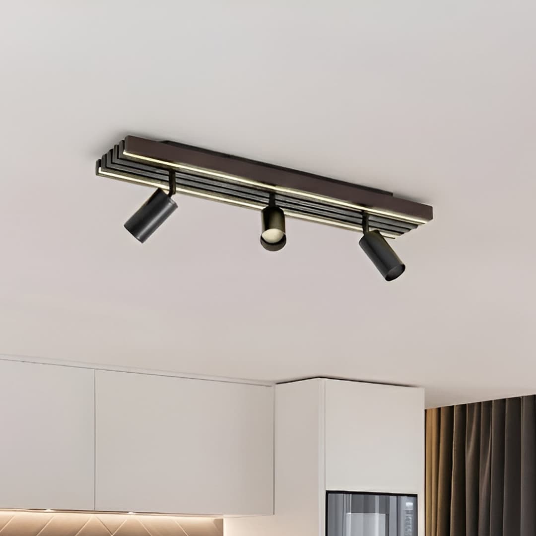 Tiron LED-Deckenstrahler, 3-flg., 70 cm, Eiche - Lucande - Wohnzimmer - Modern - Holz - Mehrflammig