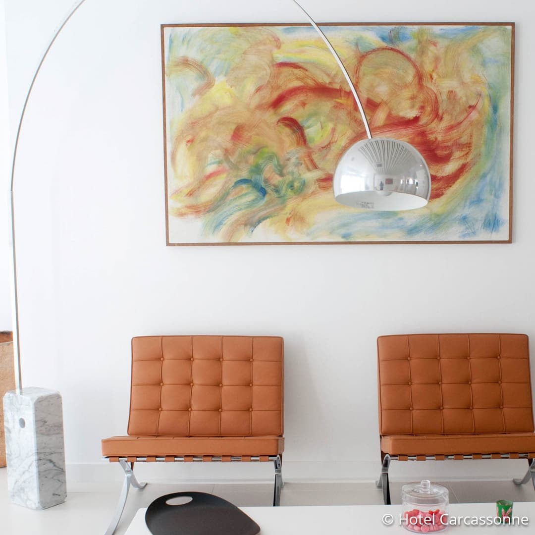 Bogen-Stehlampe Arco, chrom, Höhe 240 cm, E27 - FLOS - Wohnzimmer - Design - Stein - Einflammig