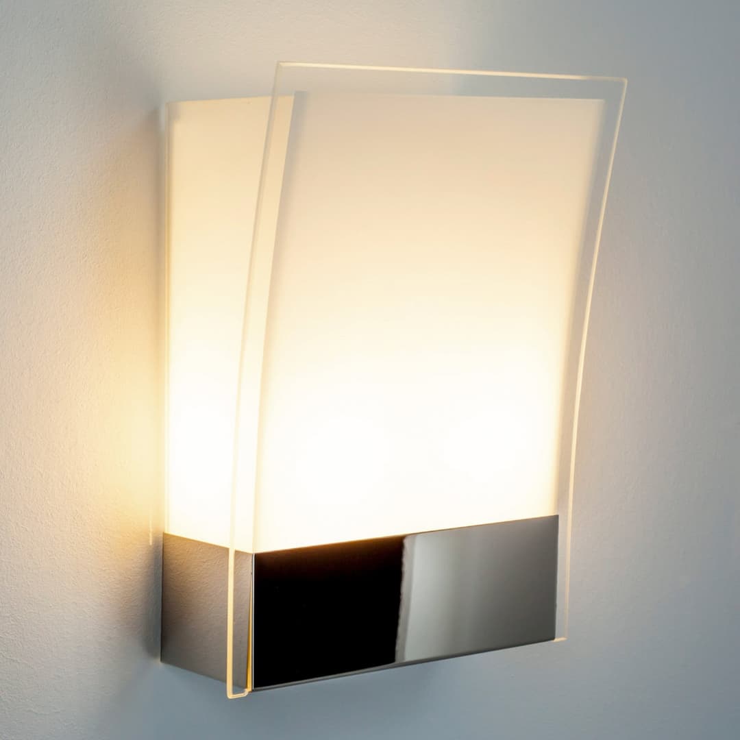 Malthe Wandleuchte Chrome/Satin White - Lindby - Flurbereich - Modern - Metall - Eckig