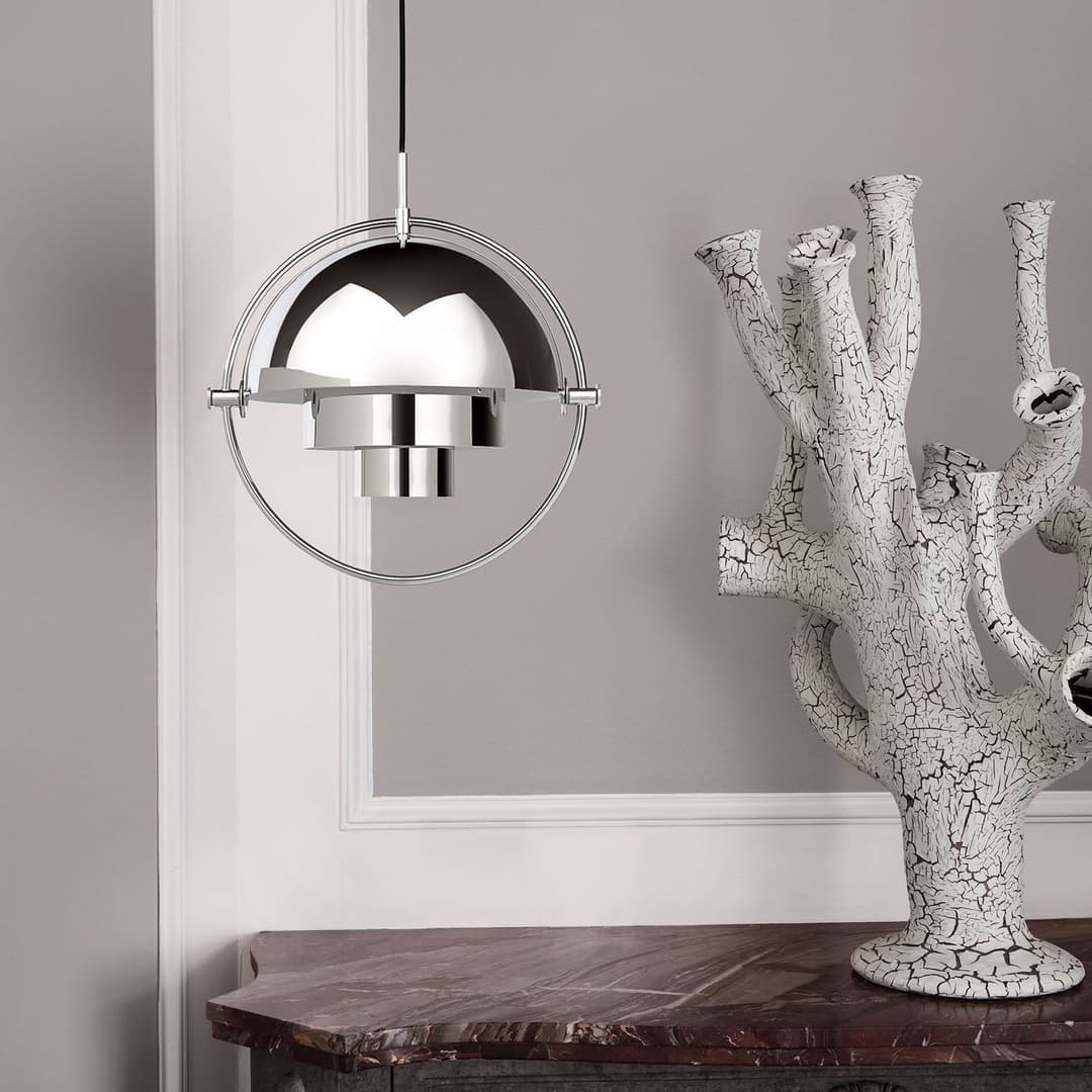 Multi-Lite Pendelleuchte Ø36 Chrom/Chrom - GUBI - Wohnzimmer - Design - Metall - Einflammig