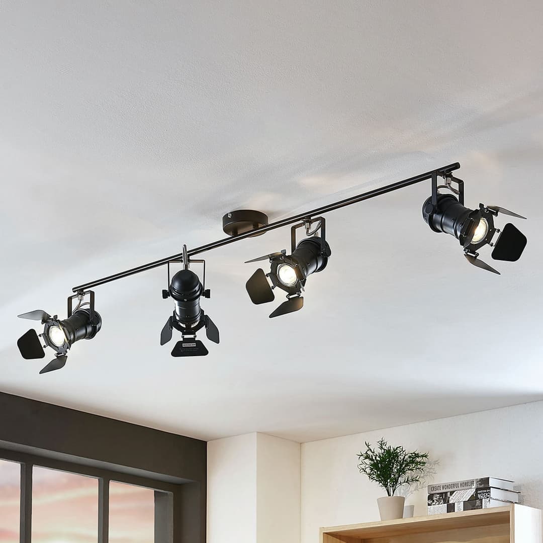 Tilen 4 Deckenleuchte Black - Lindby - Wohnzimmer - Industrielles Design - Metall - Mehrflammig
