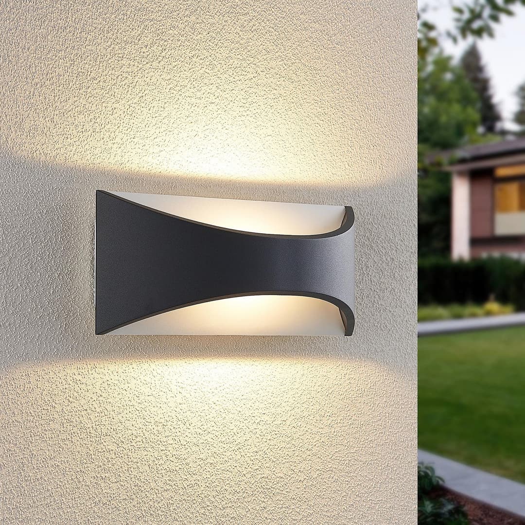 Mathea LED Außenwandleuchte L30 Dark Grey/White - Lindby - Terrasse - Modern - Metall - Eckig