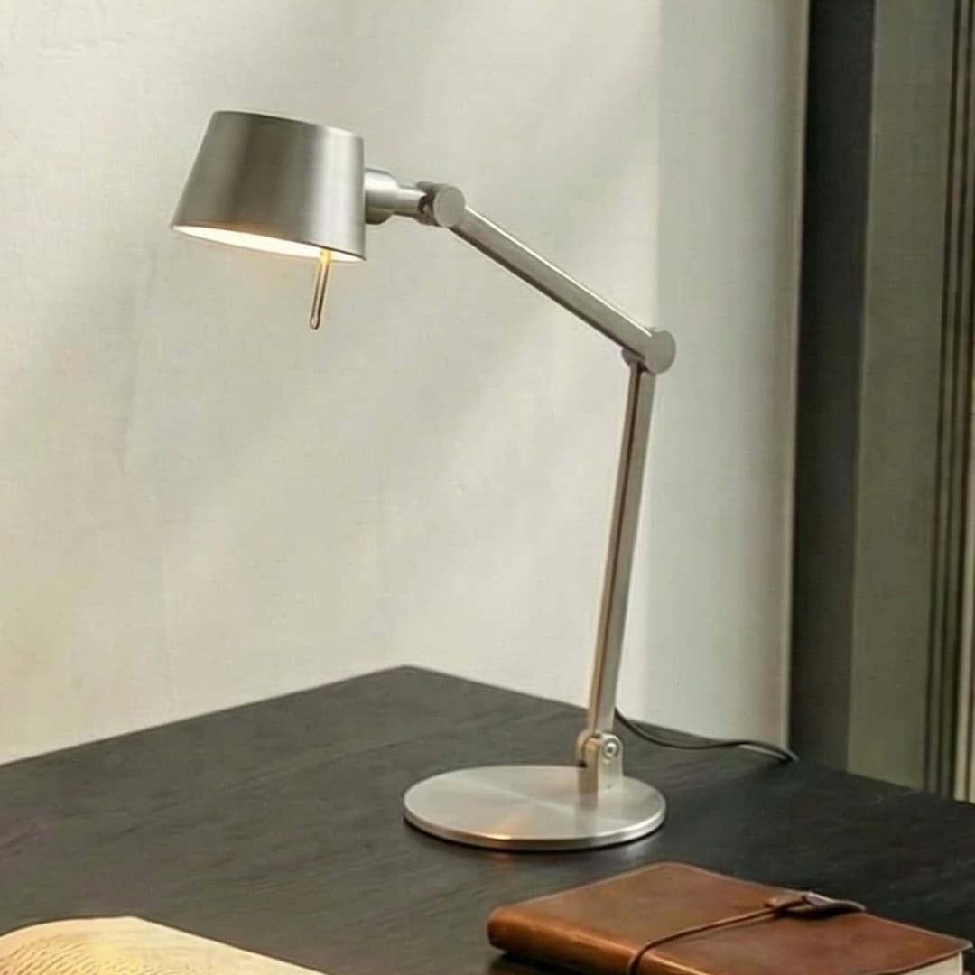 Silka Tischleuchte, nickel satin, verstellbar, 93 cm, E27 - Lucande - Arbeitszimmer / Büro - Modern - Metall - Einflammig