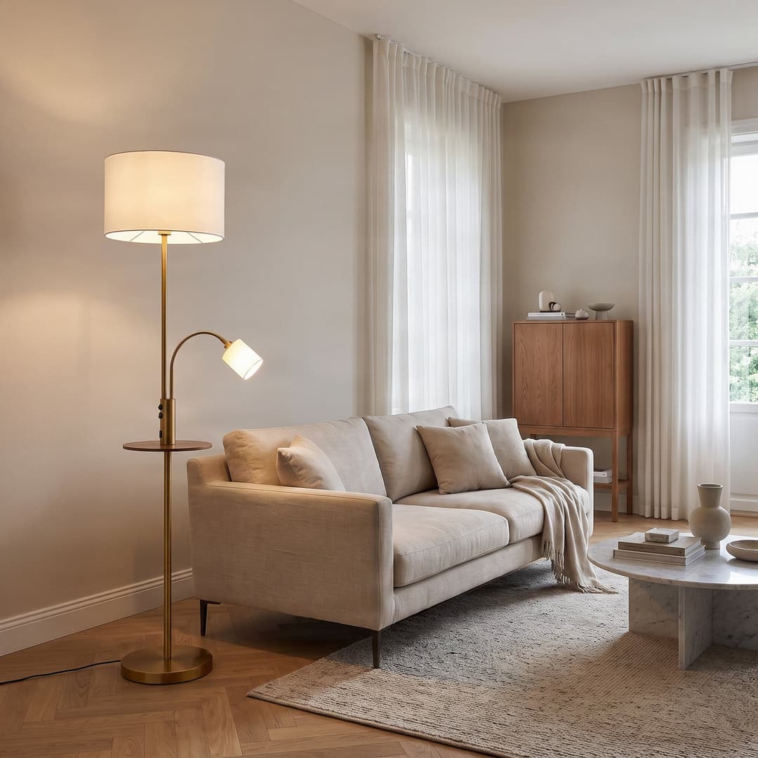 Aovan Stehleuchte w/USB Bronze - Lindby - Wohnzimmer - Modern - Metall - Mehrflammig