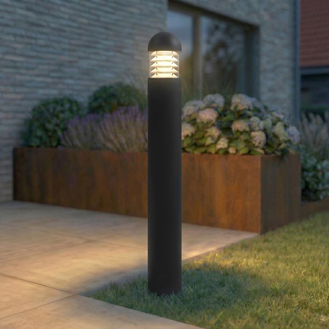 Skagena LED-Wegeleuchte, Höhe 90 cm, IP54, Aluminium, anthrazit - Lucande - Terrasse - Modern - Rund