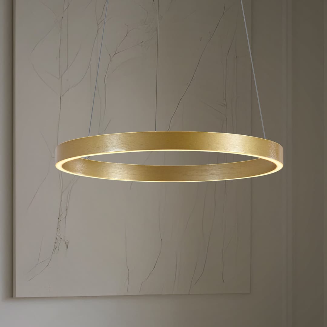 Yonam LED-Hängeleuchte, Ø 60 cm, 1-flg., gold, CCT - Lucande - Esszimmer - Modern - Metall - Einflammig