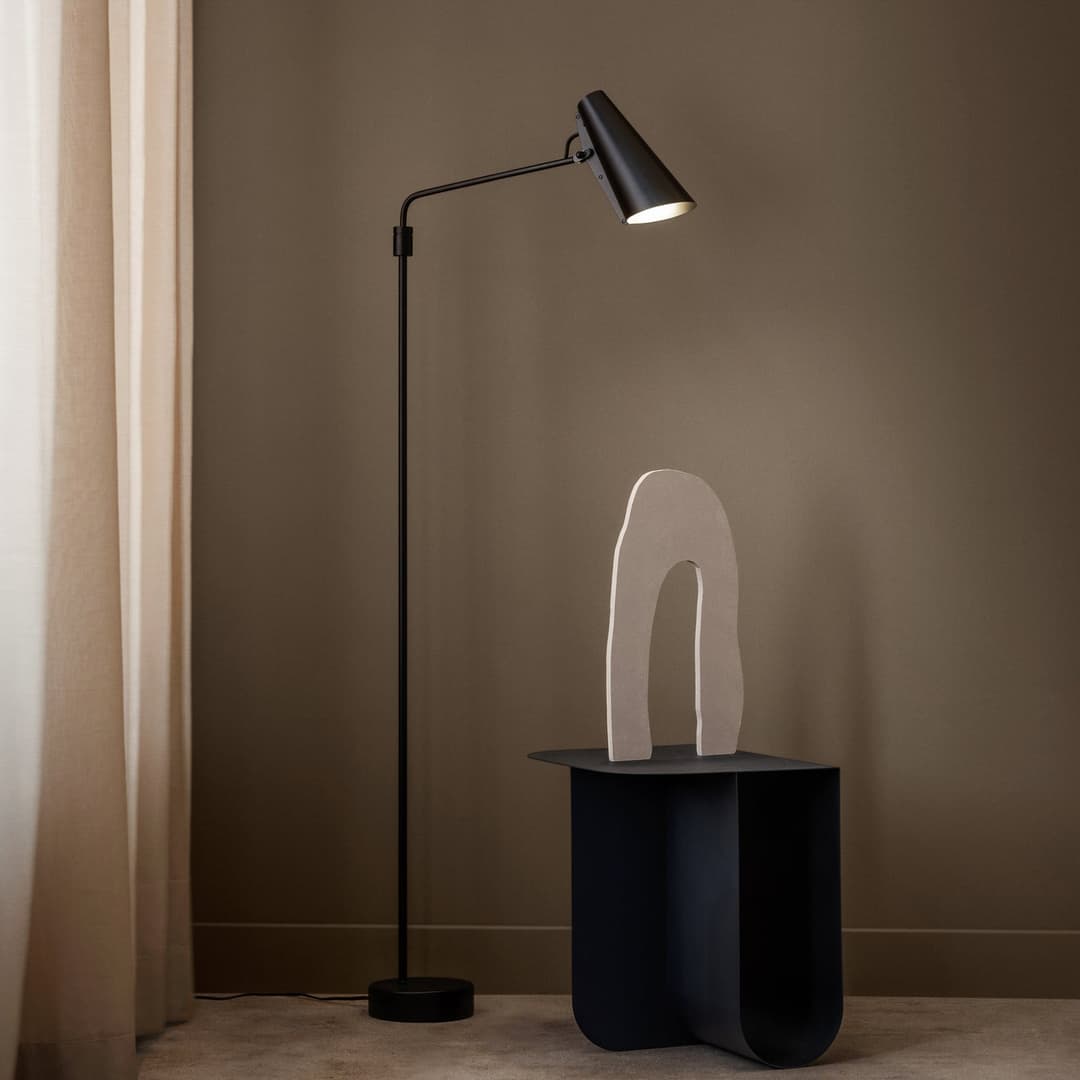 Birdy Stehleuchte Swing Black/Black - Northern Birdy Swing - Wohnzimmer - Design - Metall - Mit Schirm