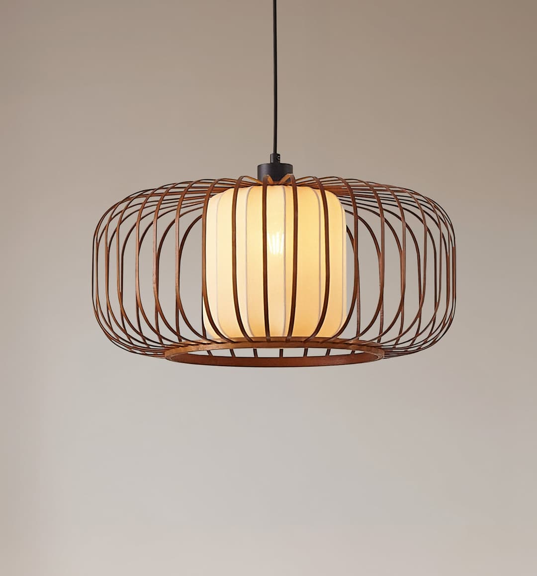 Davella Pendelleuchte, Ø 50 cm, Bambus, Textil - Lindby - Wohnzimmer - Skandinavisch - Einflammig