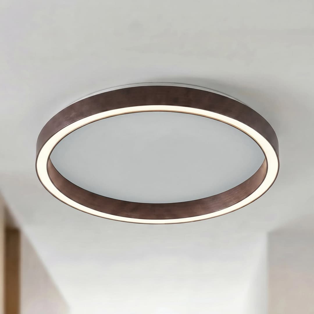 Rotundo LED-Deckenleuchte, braun, dimmbar, Ø 40 cm - Lucande - Wohnzimmer - Modern - Kunststoff - Einflammig