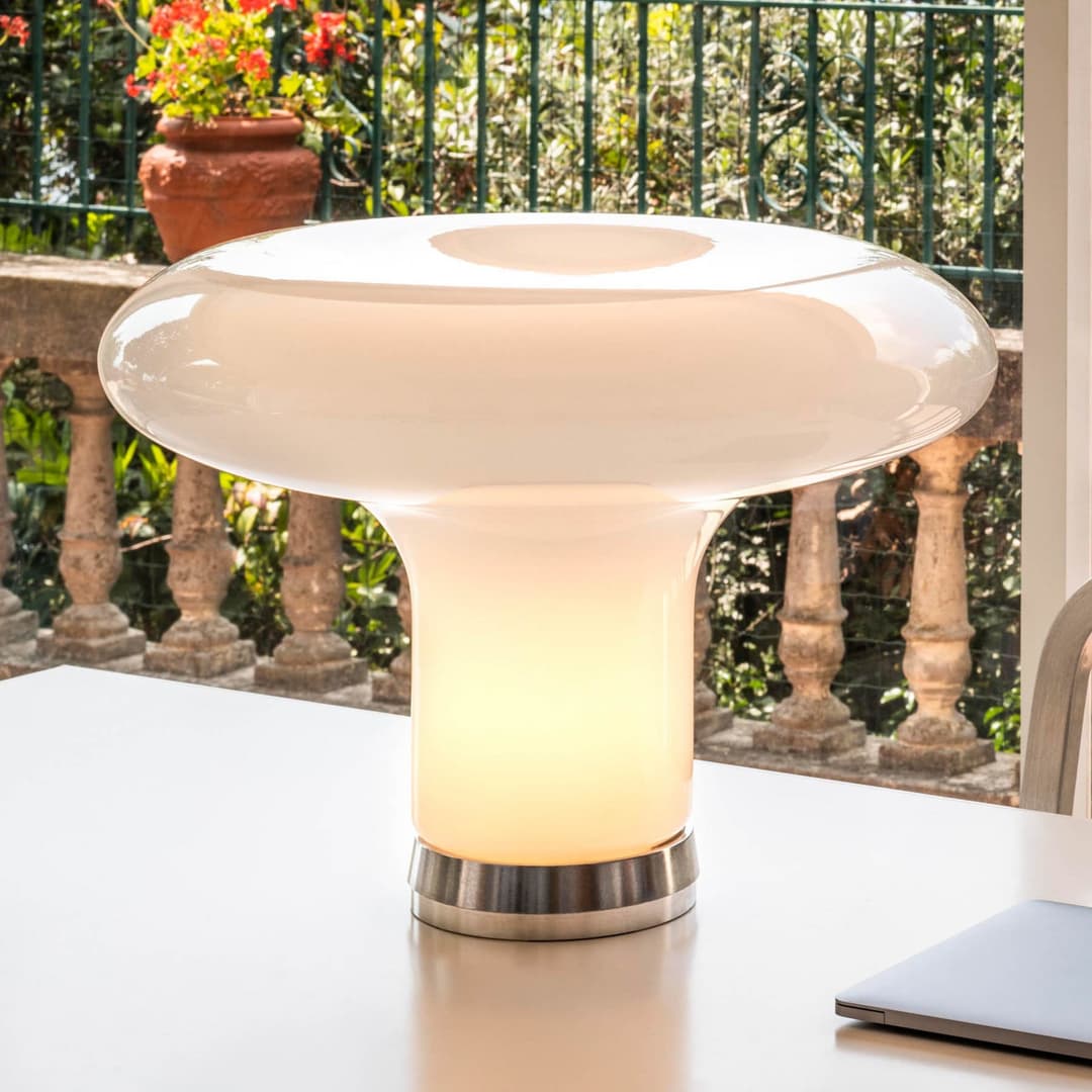 Lesbo Tischleuchte Transparent - Artemide - Wohnzimmer - Design - Glas - Mit Schirm