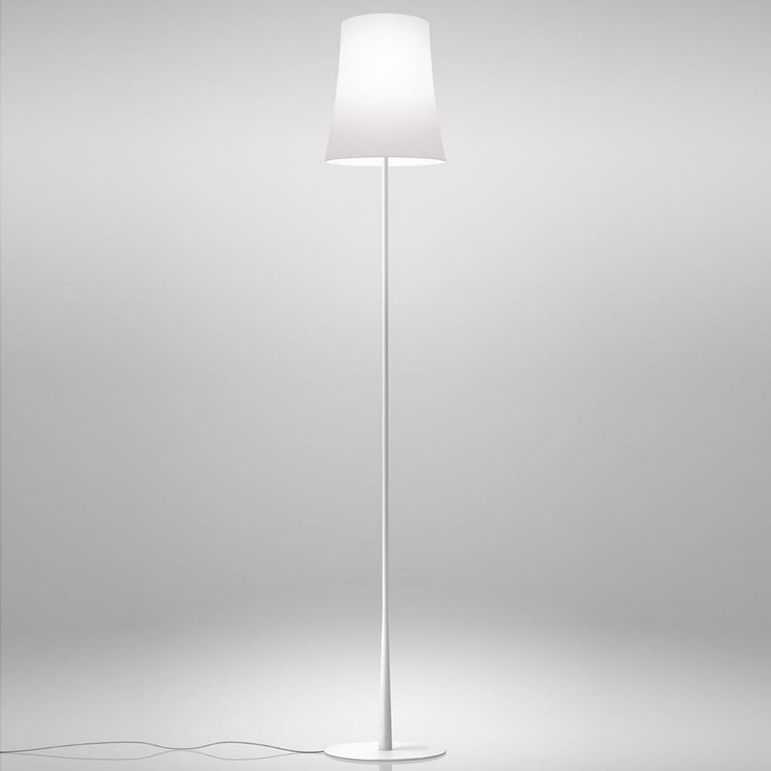 Birdie Easy Reading Stehleuchte White - Foscarini - Wohnzimmer - Design - Metall - Mit Schirm