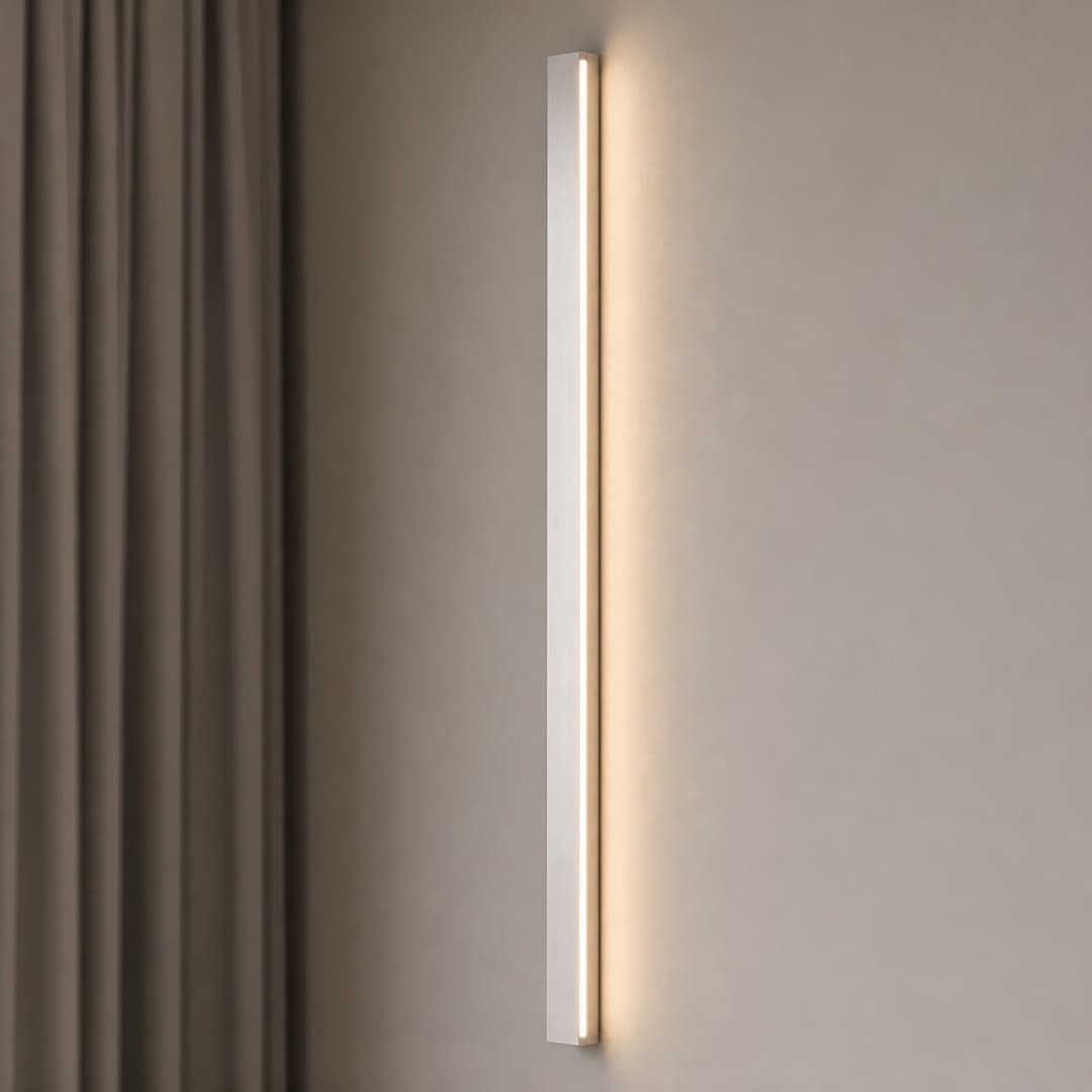 Kinsley LED-Wandleuchte, nickel, dimmbar, 90 cm, CCT - Lucande - Wohnzimmer - Modern - Metall - Eckig